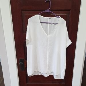 White V-Neck Women's Top
